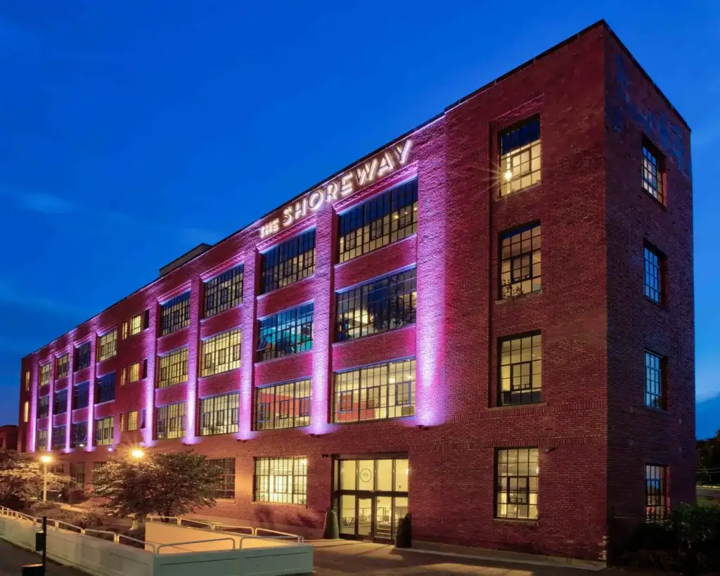 shoreway apartments for rent cleveland ohio exterior view at dusk